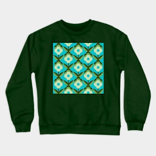 Blue Retro Funky Flowers Crewneck Sweatshirt